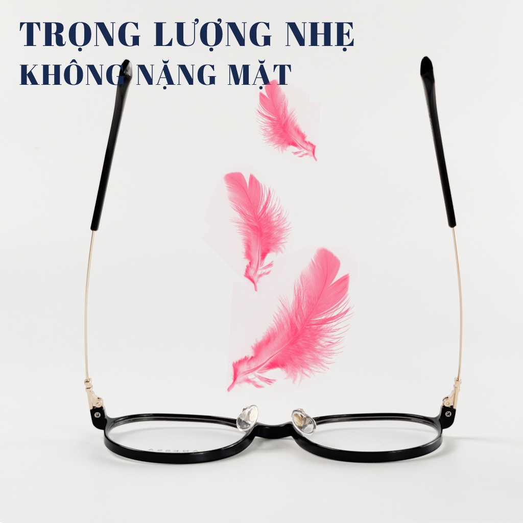 Gọng kính tròn giả cận LB Eyewear 72056 mắt kính thời trang chất liệu nhựa, ôm mặt, không gây đau tai