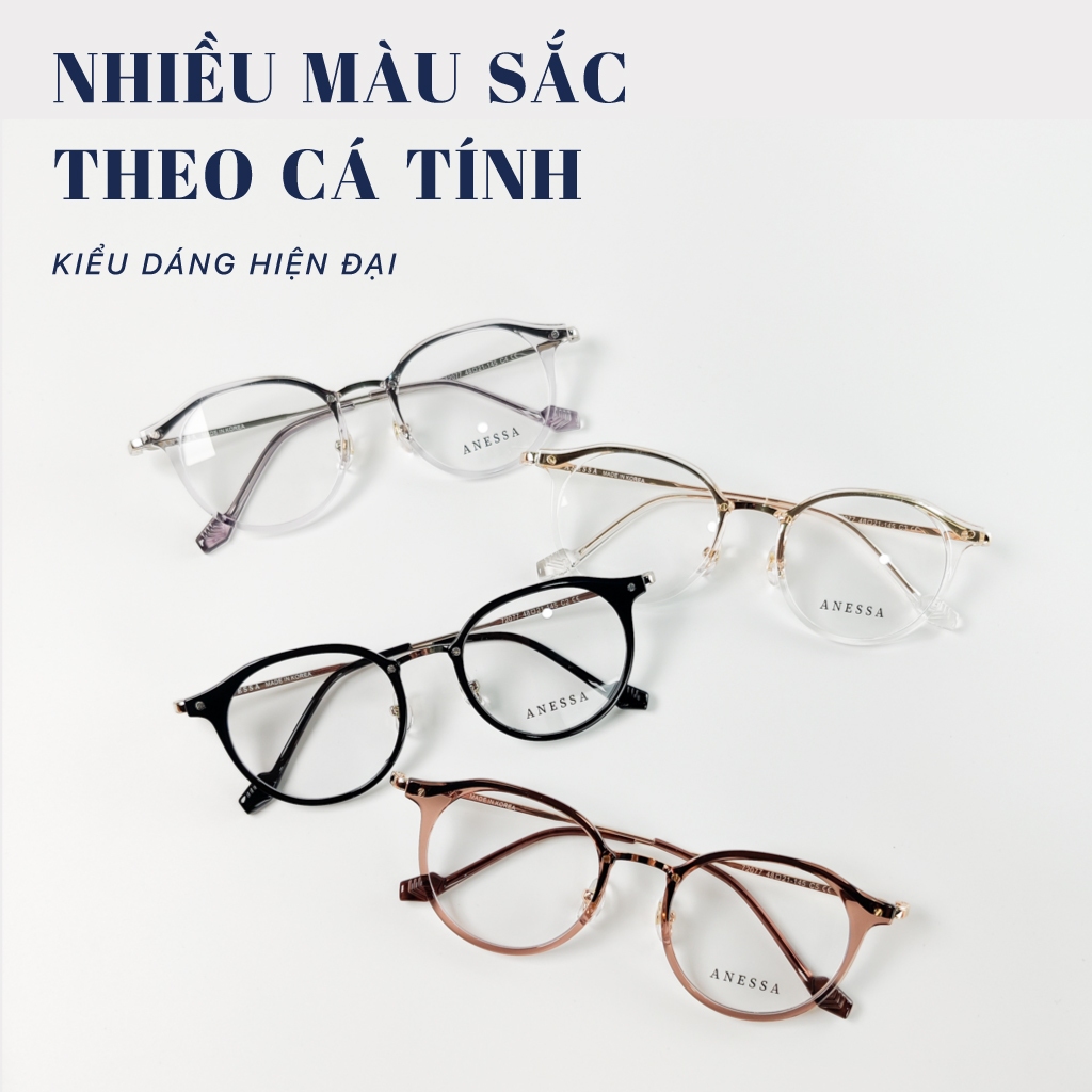 Gọng kính tròn không độ LB Eyewear 72077 chất liệu nhựa viền kim loại gia cố, ôm mặt, nhẹ, không gây đau tai thời trang