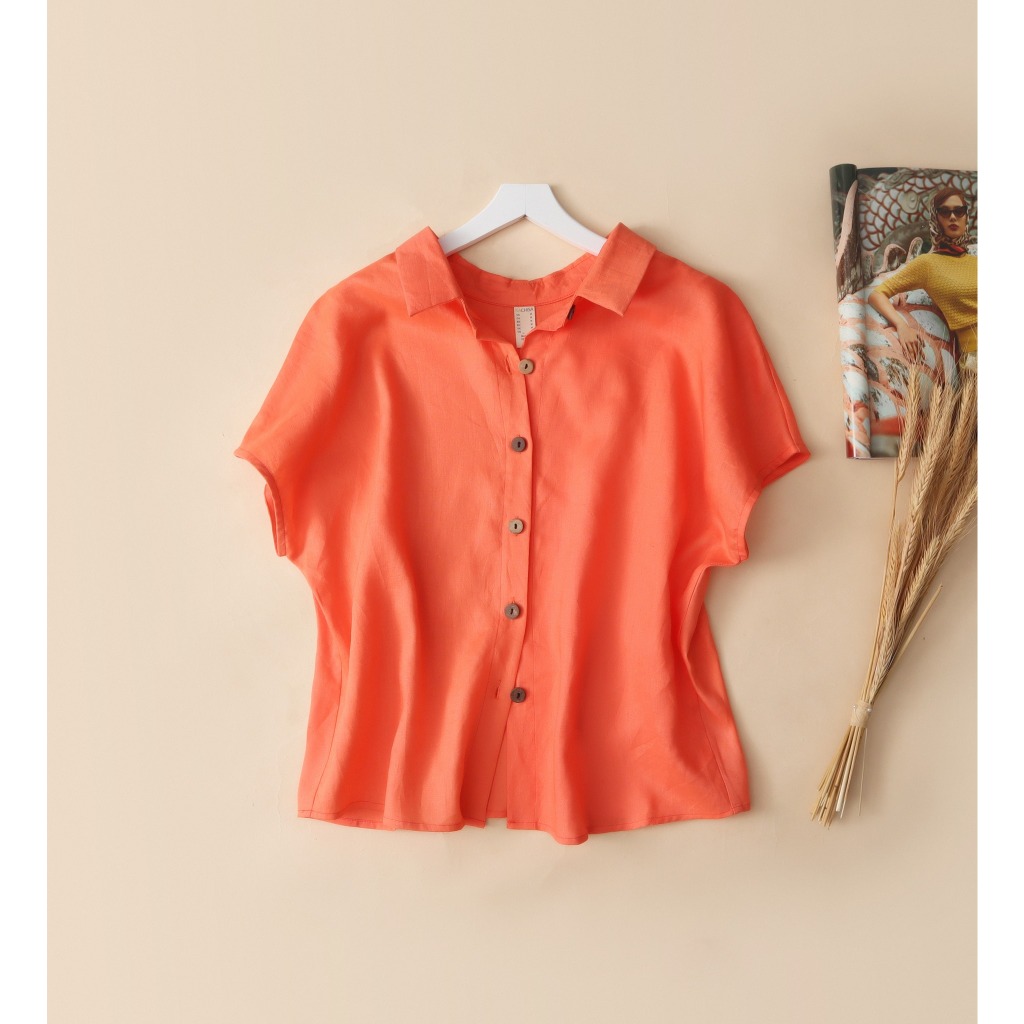 Áo sơ mi cánh dơi Kachisa Linen tưng 2 kiểu sang trọng