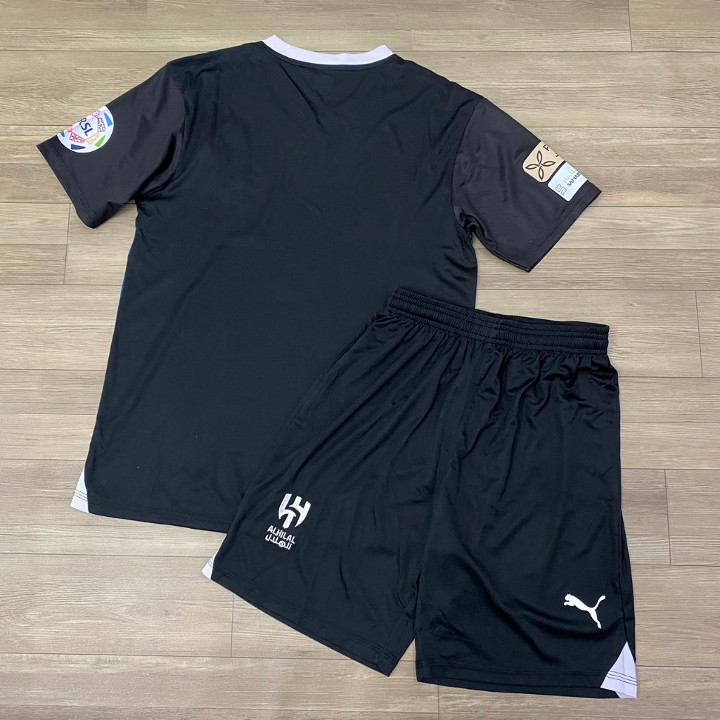 Bộ quần áo bóng đá Al Hilal đen sọc xanh sân khách 2024 HP FLG