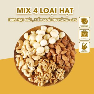 Hạt Dinh Dưỡng Mix 4 Siêu Hạt 600g, Hạt Mix Sấy Nguyên Vị (Macca, Điều, Hạnh Nhân, Óc Chó)