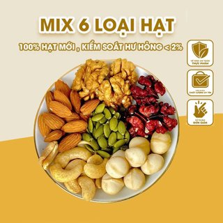Hạt Dinh Dưỡng Mix 6 Siêu Hạt 600g, Mix Hạt Sấy Nguyên Vị (Macca, Điều, Hạnh Nhân, Óc Chó Đỏ, Hạt Bí, Óc chó vàng)