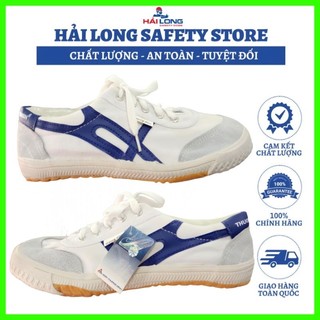 Giày vải bata thượng đình đế kép giày lao động tập thể dục thể thao chạy bộ màu xanh đế vàng - màu trắng đế vàng