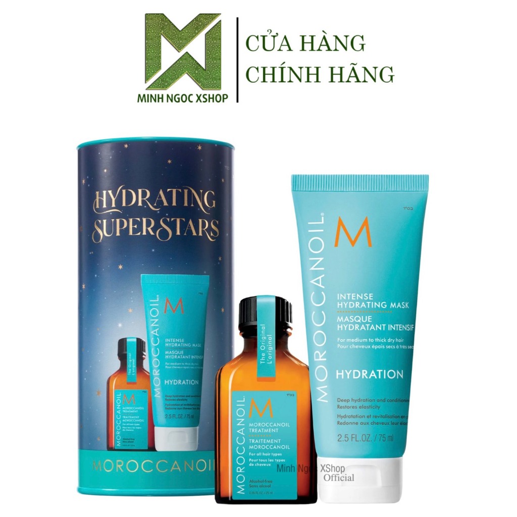 Set tinh dầu dưỡng tóc Moroccanoil Treatment Original 25ML + Hấp Hydration 75ML