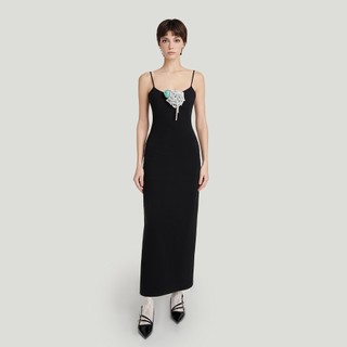 DEAR JOSÉ - Đầm ôm midi HELL IN BLOOM vải jersey đen