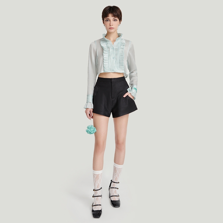 DEAR JOSÉ - Áo kiểu crop top cổ cao MINTHE vải poplin xanh mint