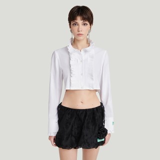 DEAR JOSÉ - Áo kiểu crop top cổ cao MINTHE vải poplin trắng