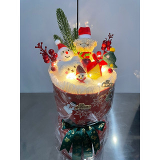 Set bó hoa gấu bông noel( tặng túi đèn thiệp)