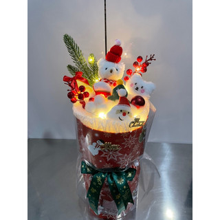 Set bó hoa gấu bông noel( tặng túi đèn thiệp)