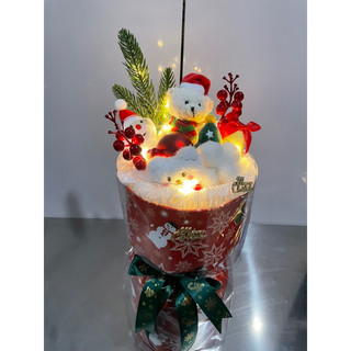 Set bó hoa gấu bông noel( tặng túi đèn thiệp)