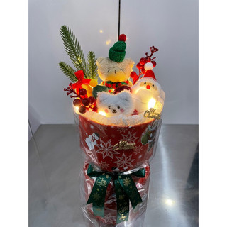 Set bó hoa gấu bông noel( tặng túi đèn thiệp)