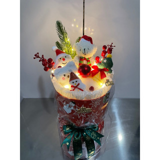 Set bó hoa gấu bông noel( tặng túi đèn thiệp)
