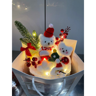 Set bó hoa gấu bông noel( tặng túi đèn thiệp)