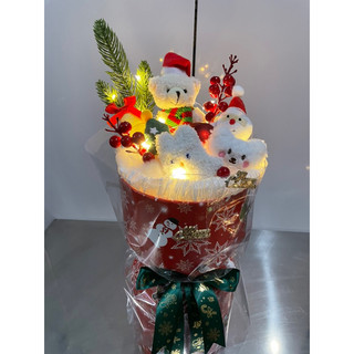 Set bó hoa gấu bông noel( tặng túi đèn thiệp)
