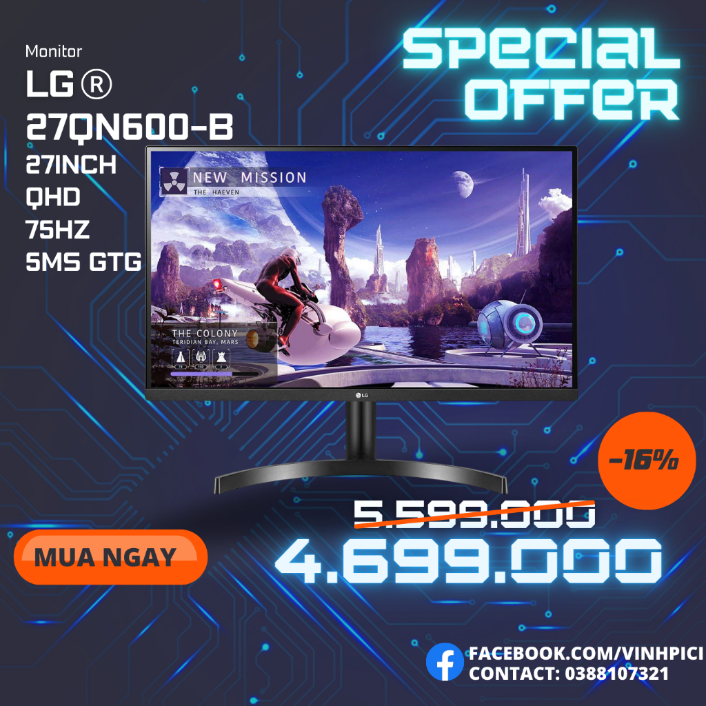 Màn Hình LG 27QN600-B 27'' 5ms 75Hz IPS sRGB over 99% HDR [NEW]