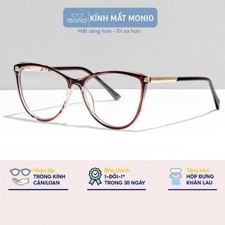 gọng kính cận mắt mèo nam nữ MONIO chất liệu kim loại màu sắc thời trang TR87001