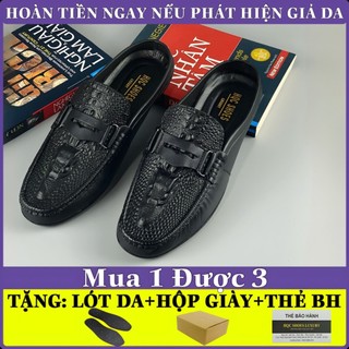 Giày sục nam da bò đế cao su khâu chỉ dù chắc chắn bảo hành 1 năm HQ113