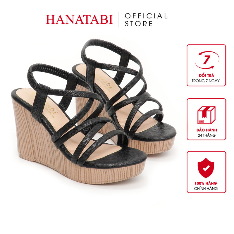 Sandal Nữ Hanatabi Dây Chéo Đế Xuồng Cao 9cm Mã HNSDX9F834