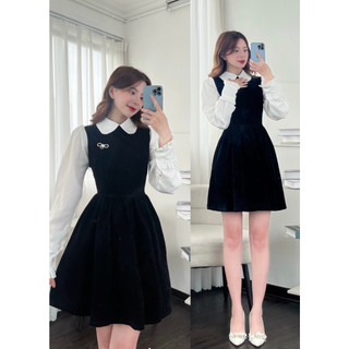 Váy nhung cổ sen kèm nơ đá - 247store.vn - vaynhung179_p0k16