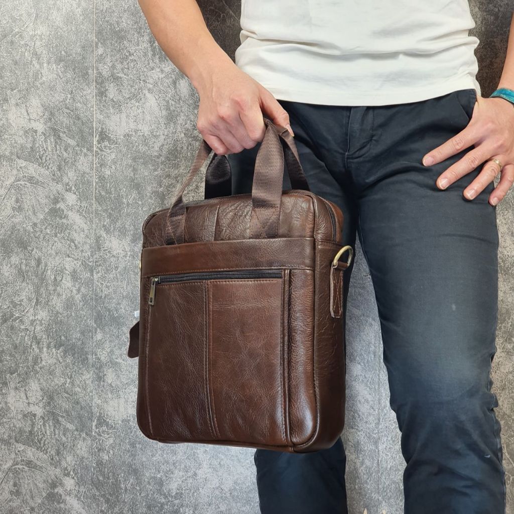 Túi đeo chéo nam; Túi công sở nam da bò thật TD124LEA  - 100% da thật, BH 3 năm