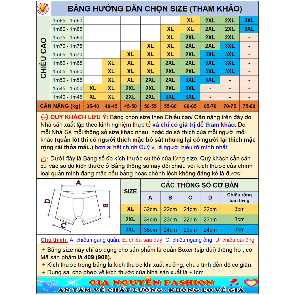 Combo 4 quần boxer nam Thun lạnh thông hơi, No: 409 - Hàng xuất chất lượng cao