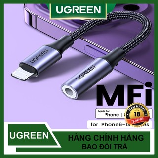 Cáp chuyển Lighting sang Jack Audio 3.5mm Ugreen 30756 đầu bọc nhôm dây dù dài 10cm Cao cấp