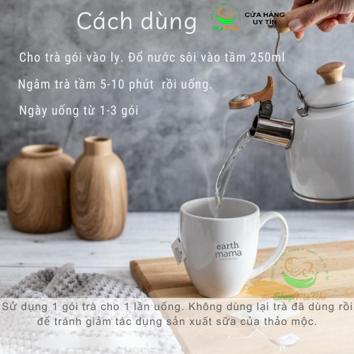Trà lợi sữa hữu cơ Earth Mama Milkmaid Tea 16 túi lọc.
