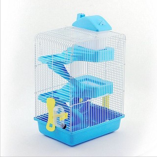 Lồng sắt nuôi chuột hamster, 3 tầng full phụ kiện 27cm*19cm*40cm
