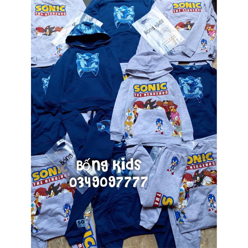 Bộ Nỉ Hoodie Bé Trai Sonic