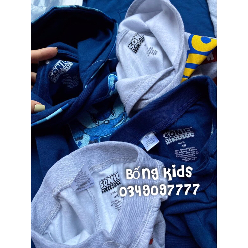 Bộ Nỉ Hoodie Bé Trai Sonic