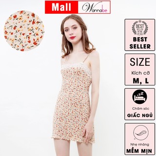 Váy ngủ Wannabe DNS95 đầm 2 dây đơn giản trẻ trung màu sắc nhẹ nhàng tươi sáng