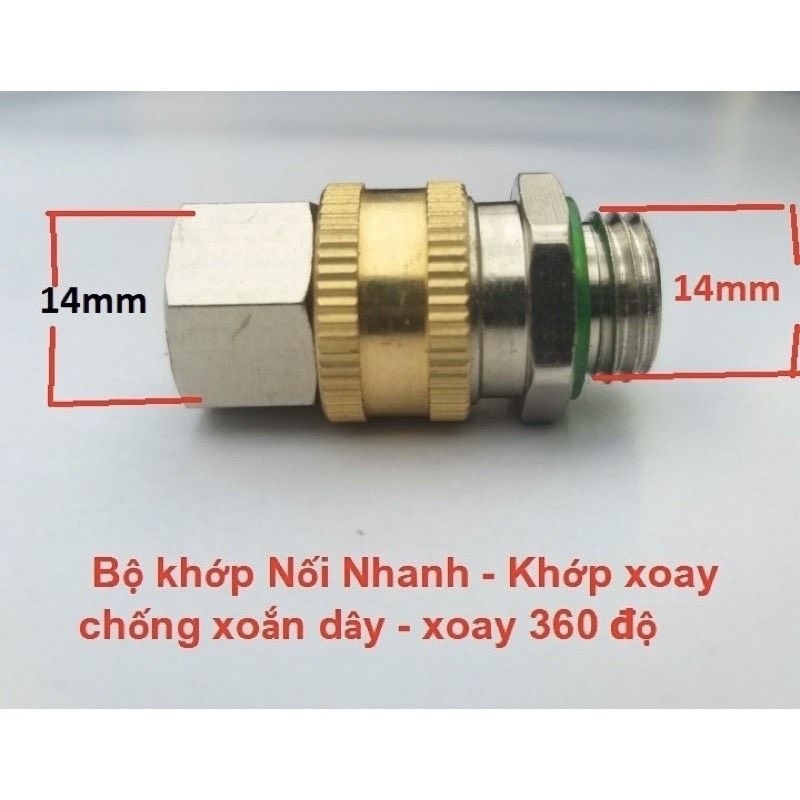 SET 5 ỐC KHỚP NỐI NHANH - Khớp xoay chống xoắn dây xịt rửa xe - xoay 360° 👍👍👍