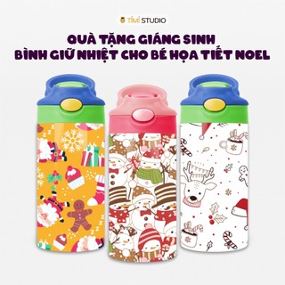  Bình Giữ Nhiệt Cho Bé Họa Tiết Noel - 350ml - Tặng Dán Đế và Cọ Vệ Sinh Ống Hút - Tỉ Mỉ Studio