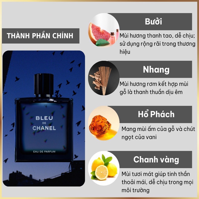 Nước hoa nam Bleu De Chanel, Huơng Thơm Mạnh Mẽ Nam Tính Chiết 10ml