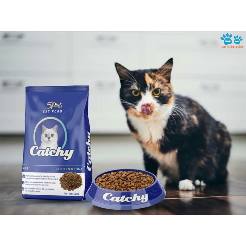 Hạt khô cho mèo trưởng thành Catchy 5Plus gói 400g NHÍM XÙ PETSHOP