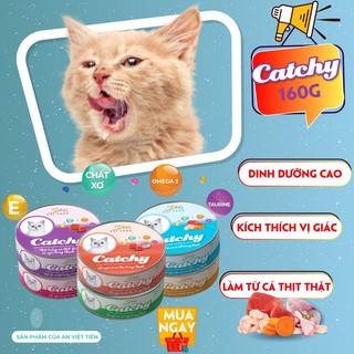 [SIÊU RẺ] Pate Catchy 5Plus cho mèo lon 160g cao cấp thành phần chủ đạo cá ngừ NHÍM XÙ PETSHOP