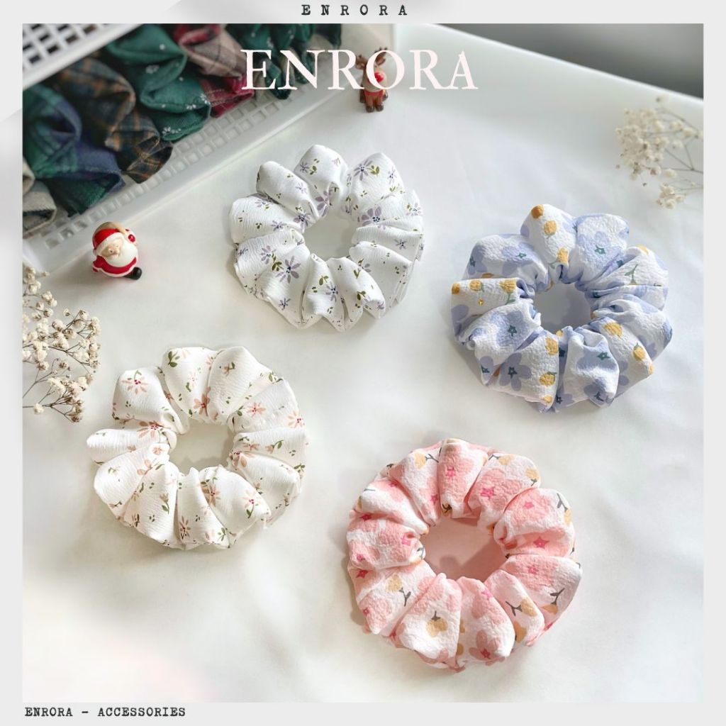 Scrunchies ENRORA Cột Tóc Vải Xốp Hoa Xốp Nhiều màu sắc