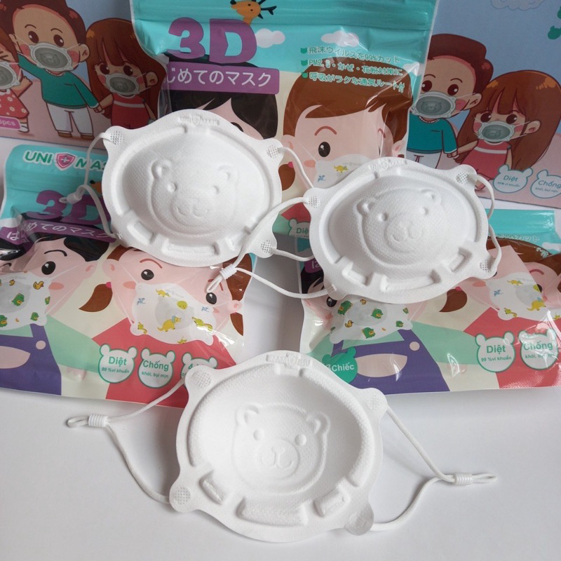 Khẩu Trang Gấu Cho Bé Unimask 3D Kháng Khuẩn