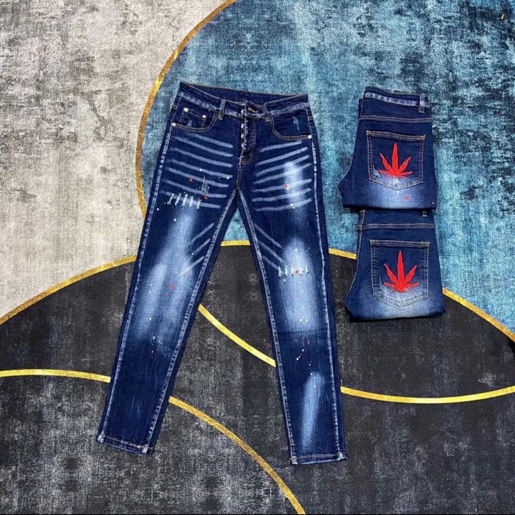 Quần jean nam mẫu mới thời trang A.MIRI thêu nổi cao cấp phong cách thời trang thanh lịch