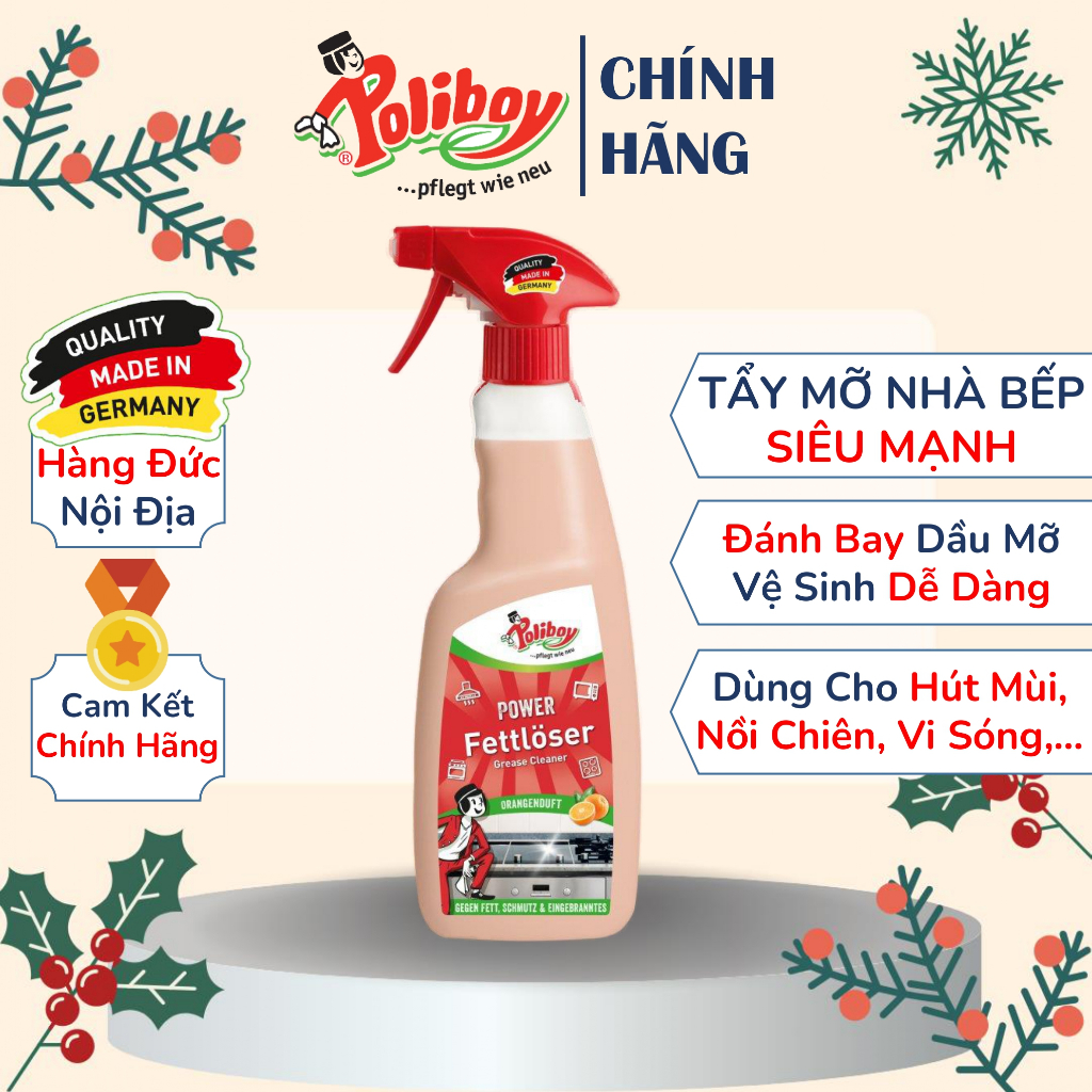 Xịt Tẩy Dầu Mỡ Siêu Mạnh POLIBOY Tẩy Mỡ Hút Mùi, Nồi Chiên Không Dầu, Lò Vi Sóng 500ml