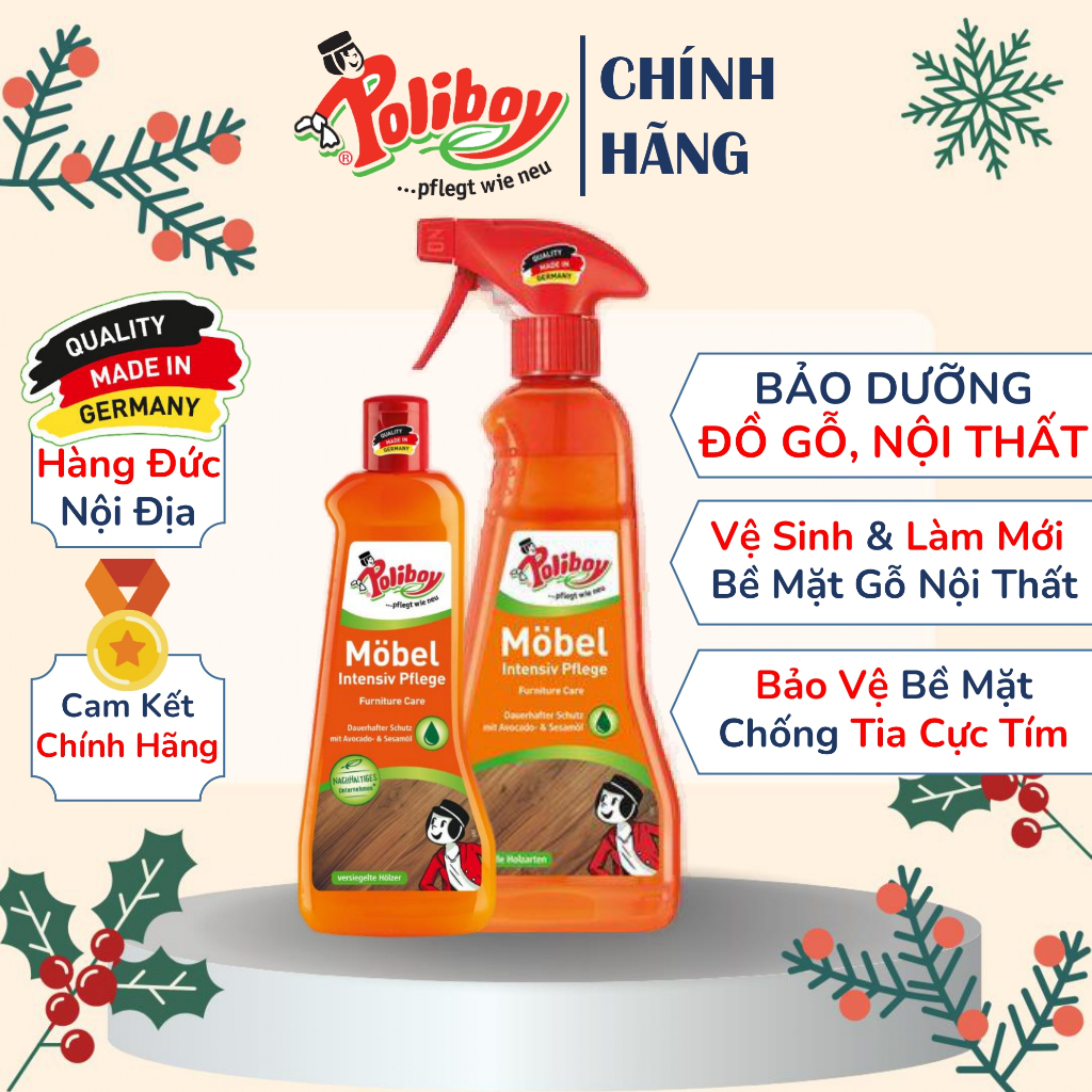 Dung Dịch Vệ Sinh Đồ Gỗ POLIBOY Đánh Bóng, Bảo Dưỡng Gỗ Nội Thất 200ml