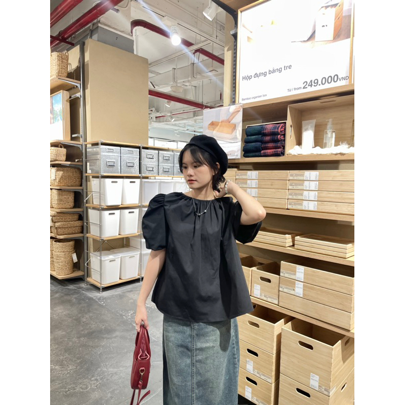 Áo babydoll hở lưng tay phồng Coco 18made ✿ 𝐁𝐲 𝐄𝐢𝐠𝐡𝐭𝐞𝐞𝐧 𝐀𝐠𝐚𝐢𝐧