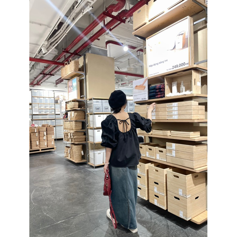 Áo babydoll hở lưng tay phồng Coco 18made ✿ 𝐁𝐲 𝐄𝐢𝐠𝐡𝐭𝐞𝐞𝐧 𝐀𝐠𝐚𝐢𝐧