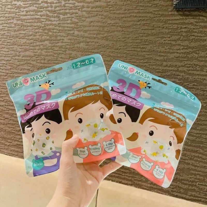 Khẩu Trang Gấu Cho Bé Unimask 3D Kháng Khuẩn