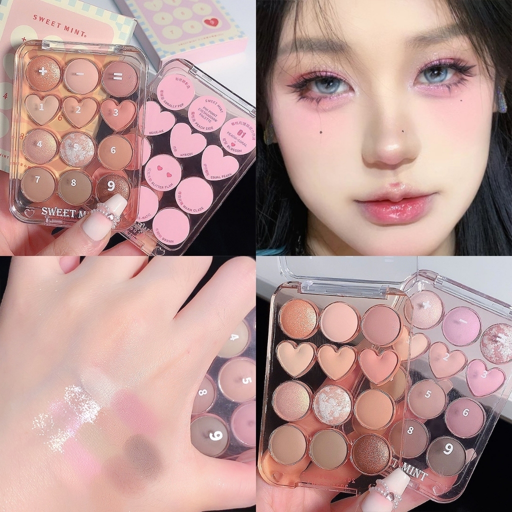 Bảng phấn mắt SWEET MINT 12 ô tông hồng đất lấp lánh bền màu - pathouse