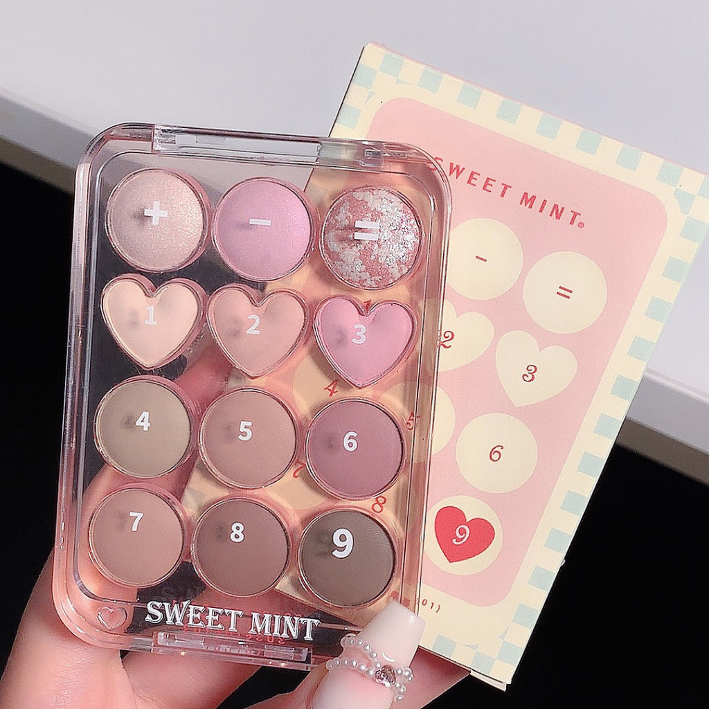 Bảng phấn mắt SWEET MINT 12 ô tông hồng đất lấp lánh bền màu - pathouse