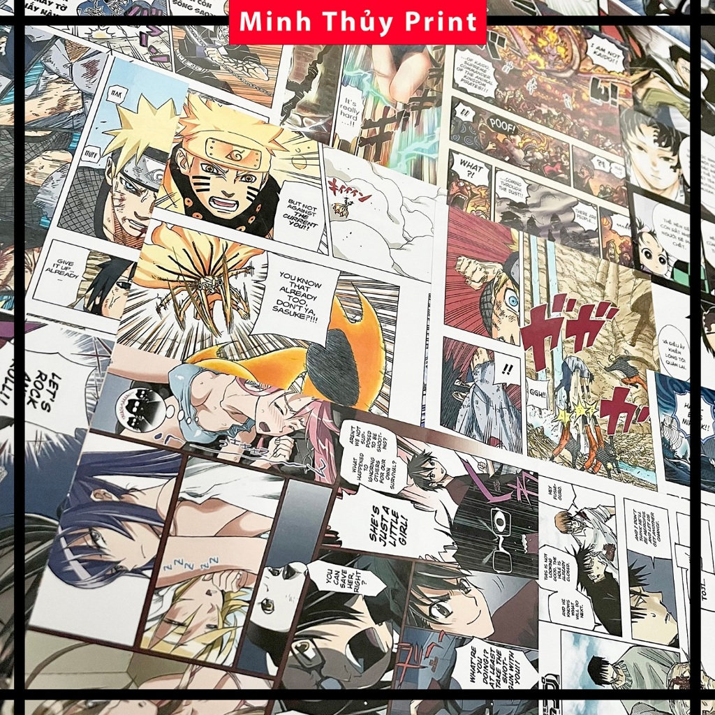 (Siêu rẻ) 100 tờ Decal Poster Truyện tranh màu, Nội dung truyện tranh Màu, Manga màu, giấy tường ani