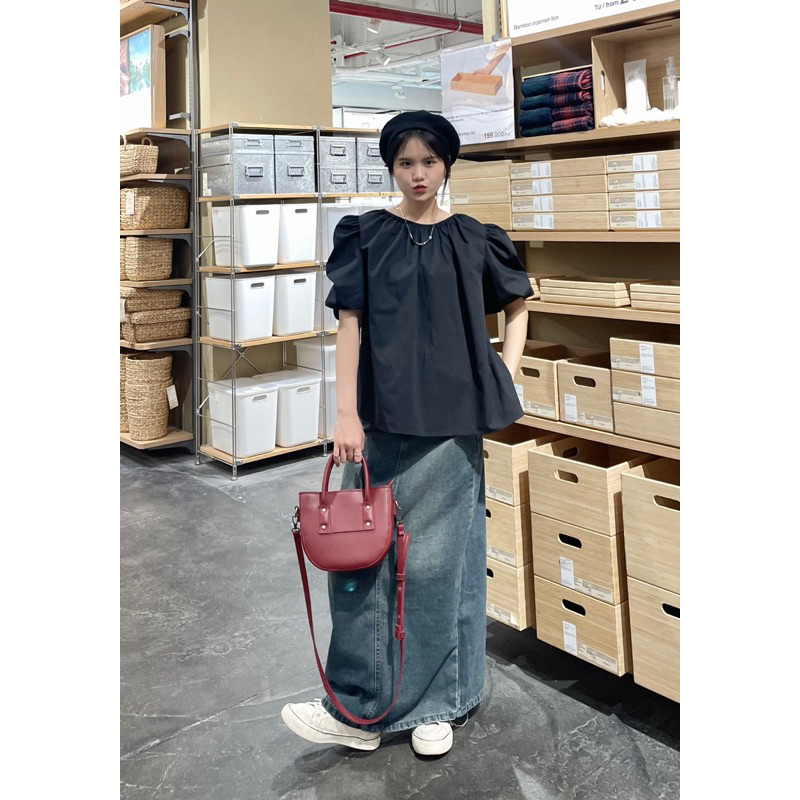 Áo babydoll hở lưng tay phồng Coco 18made ✿ 𝐁𝐲 𝐄𝐢𝐠𝐡𝐭𝐞𝐞𝐧 𝐀𝐠𝐚𝐢𝐧