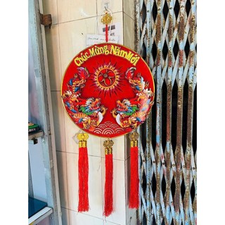 Dải treo song long chầu nguyệt đón tết 2024