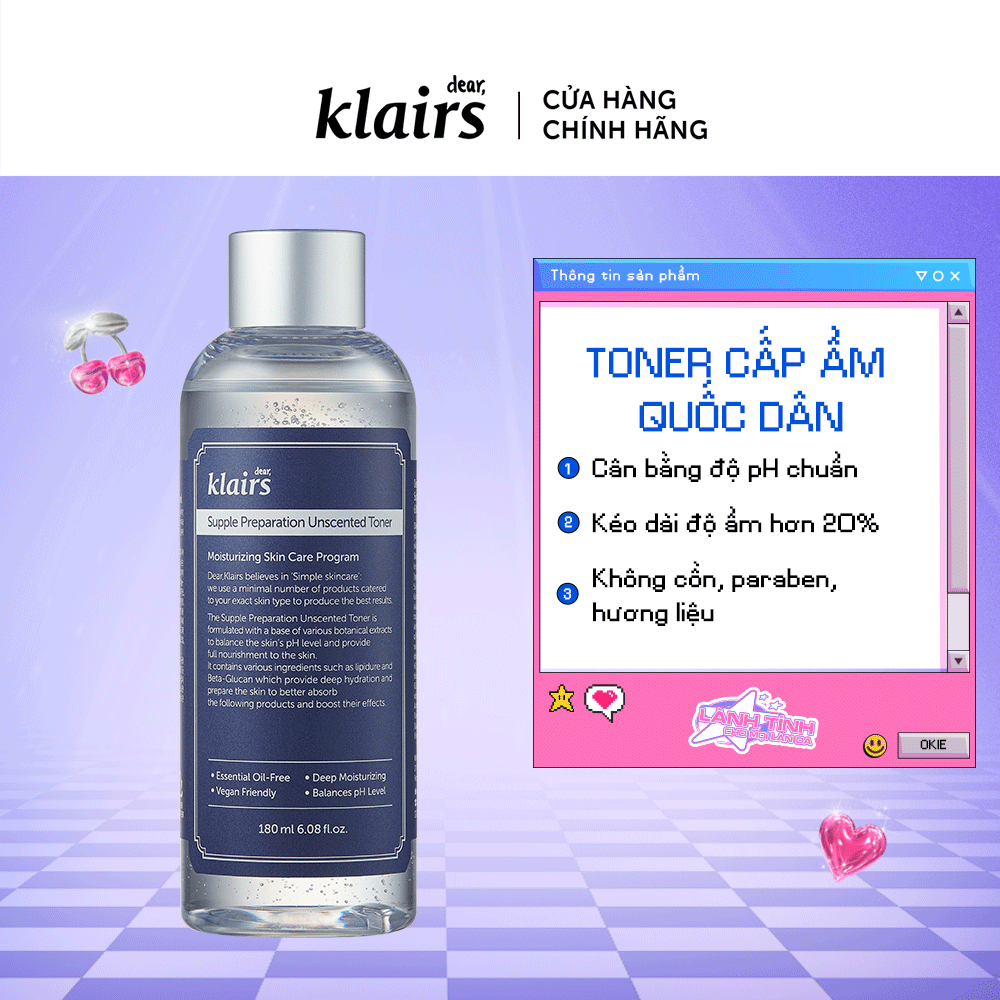 Combo 1 Rich Moist Soothing Serum 80ml +1 Rich Moist Soothing Cream 80g+ Klairs Supple Preparation Unscented Toner 180ml